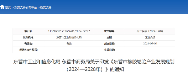 东营发布橡胶轮胎产业发展规划(图1)